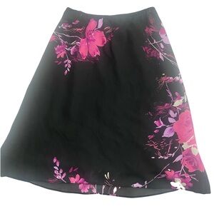 Y2K Trixxi Black Skirt with Pink Floral Design